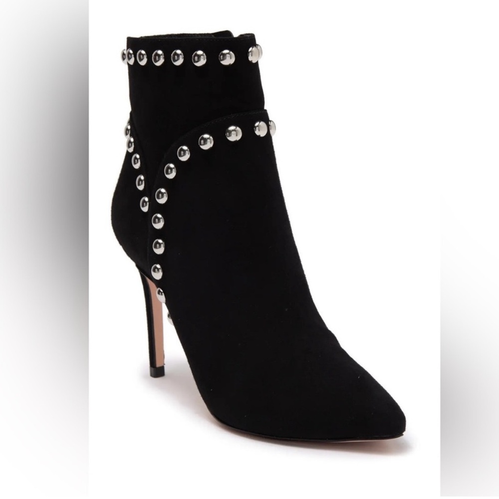 SCHUTZ Black Pointed Toe Studded Booties